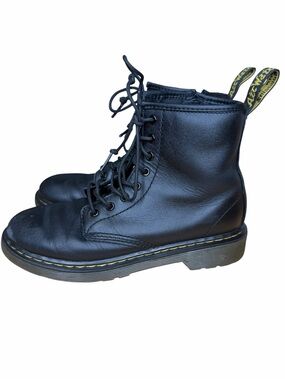 Dr. Martens 1460 J Kids Black Leather Combat Boots Youth US 3 Side Zip
